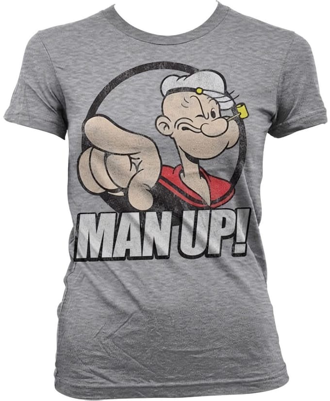 Popeye Dames Tshirt -M- Man Up! Grijs