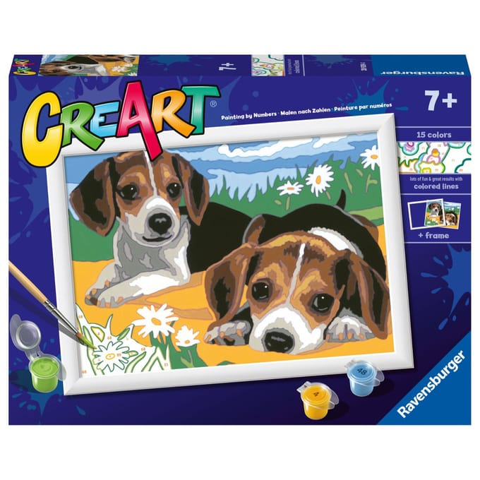 Ravensburger CreArt Beagle Puppies - Schilderen op nummer voor kinderen
