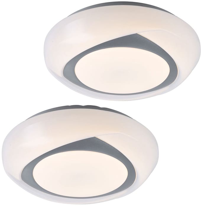 2x LED-plafondlamp Gang Wit Metaal Acryl mat 1040 lm D 35 cm