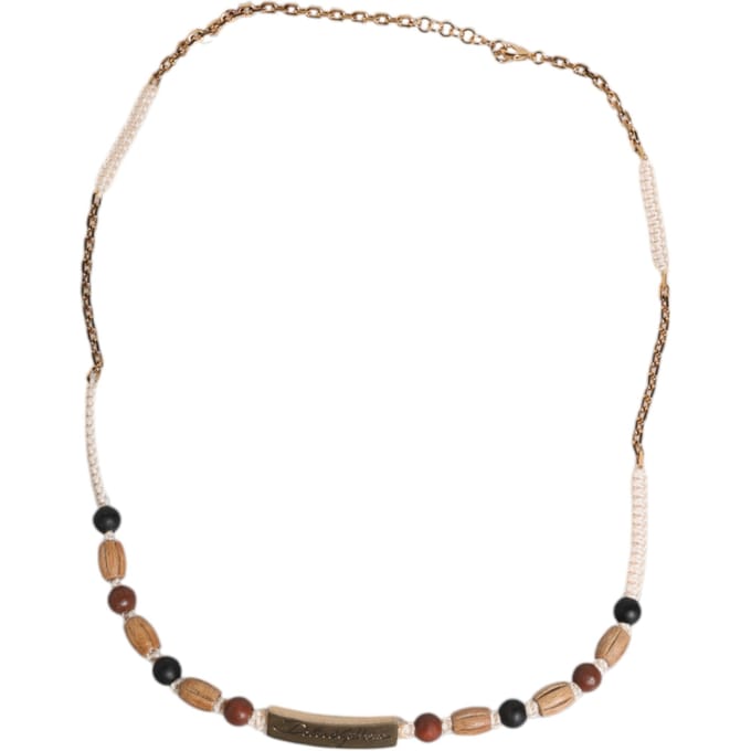 Kralenhoutketting met Metalen Ketting