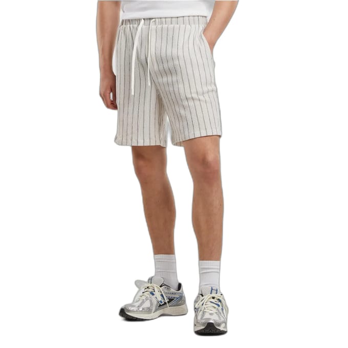 Urban Classics - Striped Crinkle Resort Korte broek - 5XL - Gebroken wit/Zwart
