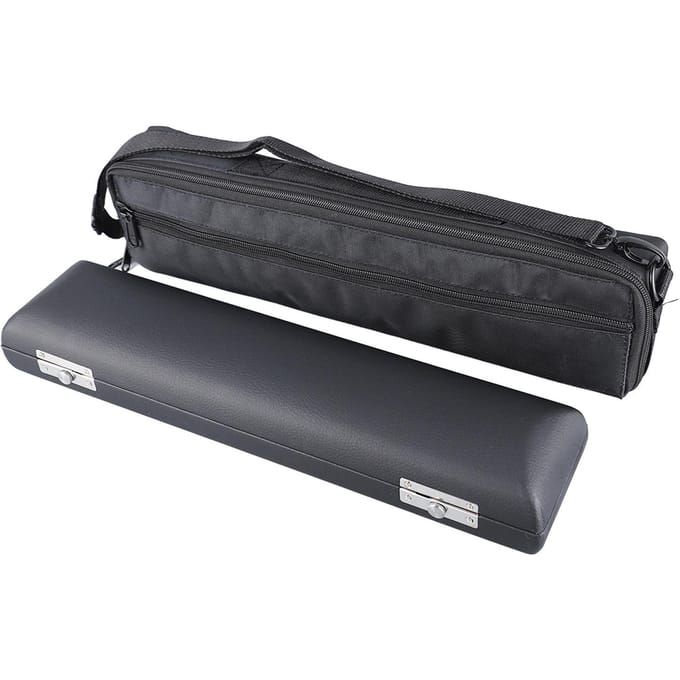 Lederen 16-gaats Fluit Tas Set Fluit Draag Opberg Houder voor Muziekinstrument black