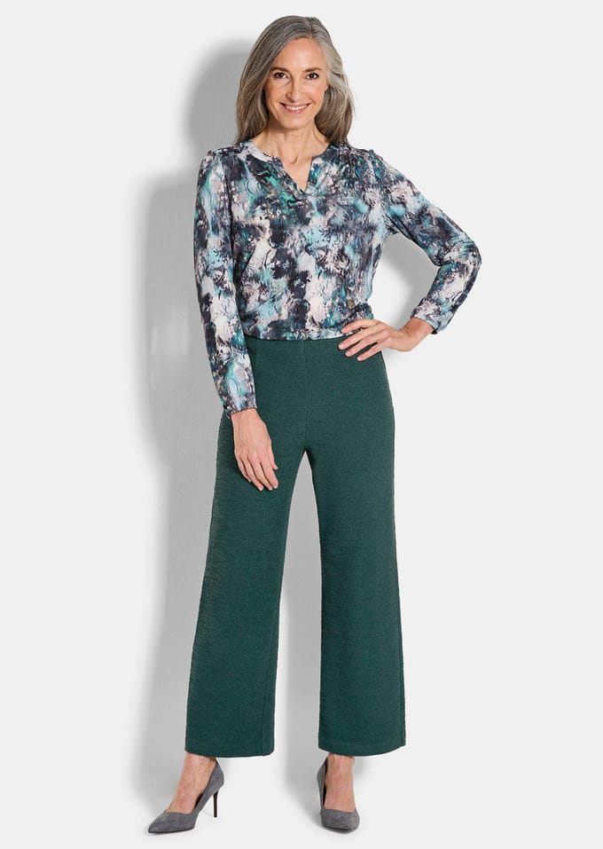 Jersey broek VERA in bouclélook - smaragd - Gr. 20 van Goldner Fashion