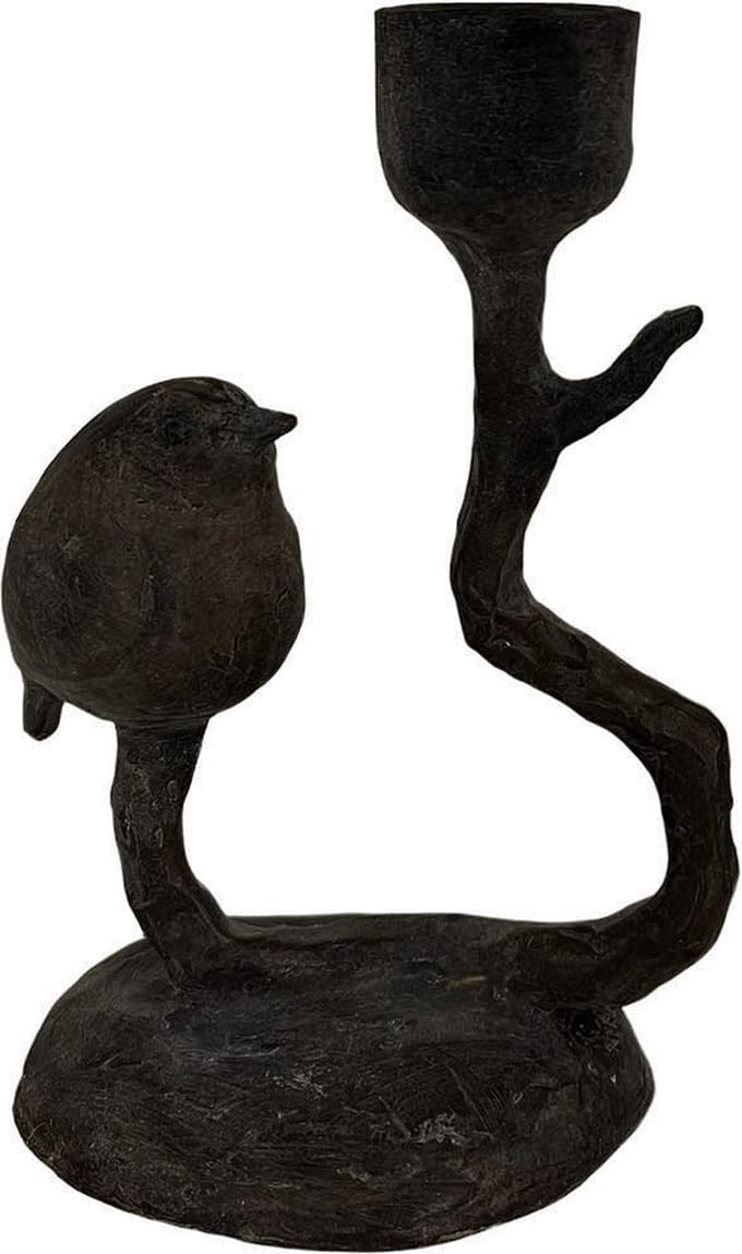 Kandelaar Candle Art -Bird - Black - 8x10x14.5cm