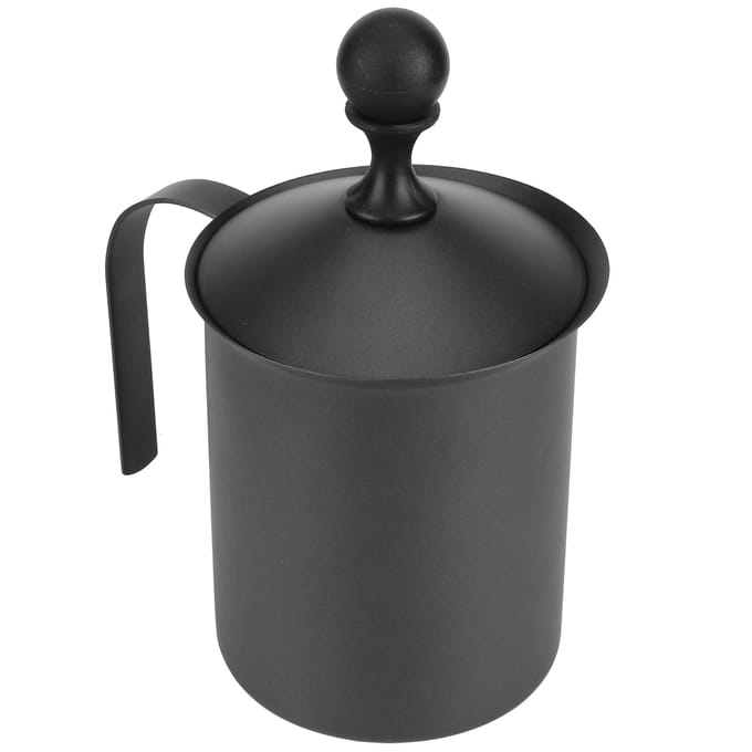 Roestvrijstalen Handmatige Melkopschuimer in Japanse Stijl Dubbel Gaas Koffieopschuimer Roomkannetje 400cc gray