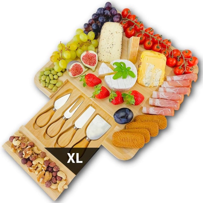 CLVP® Tapasplank met Schaaltjes - Tapasplank - Serveerplank met Bakjes - Bruin