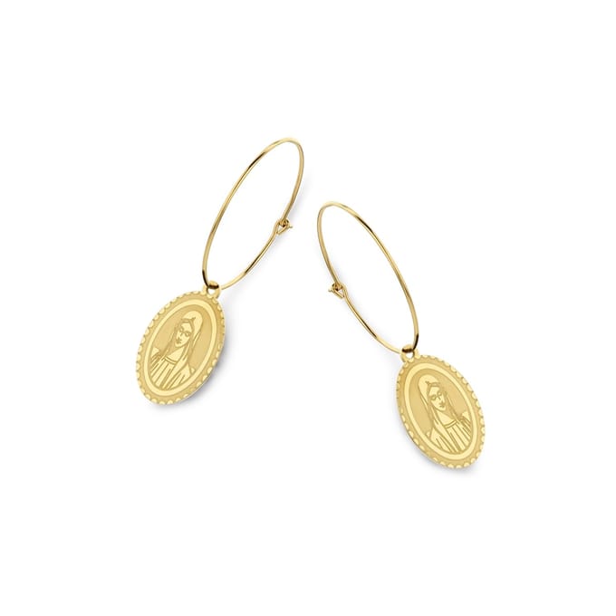 CO88 Collection Celestial 8CE-70048 Stalen Oorringen - Ovaal 25 mm - Maria - Goudkleurig