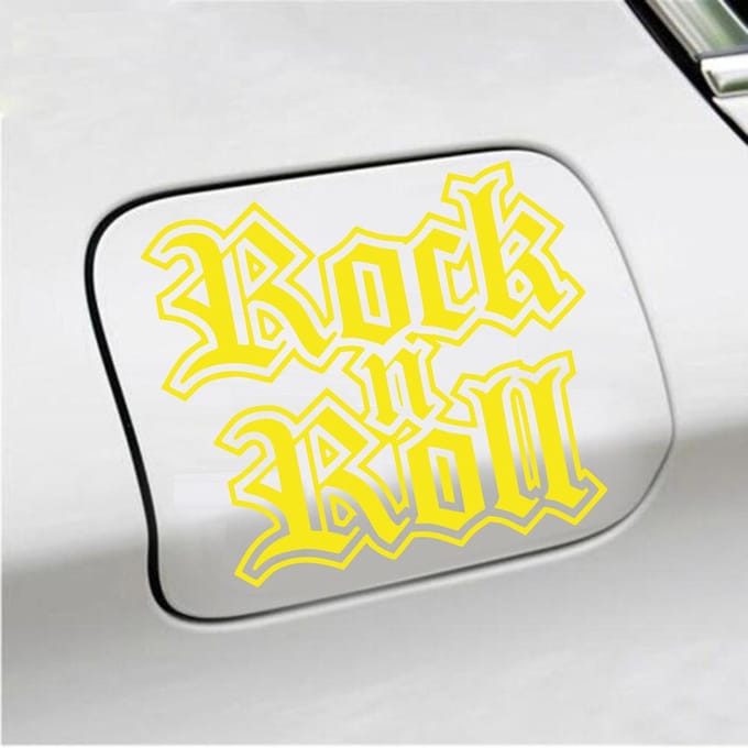 Bumpersticker - Rock N Roll - 13 X 15 - Geel