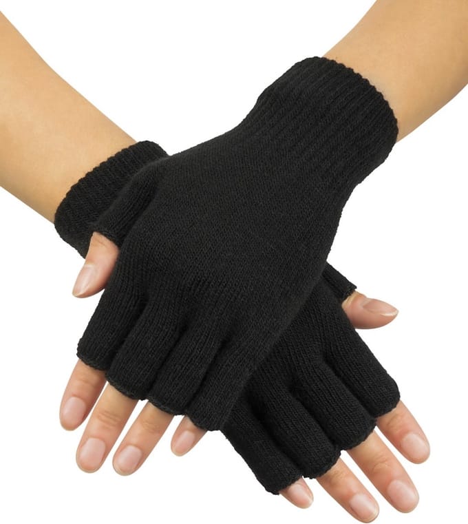 New Age Devi - Vingerloze Gebreide Handschoen - Maat SM - Kleur Zwart