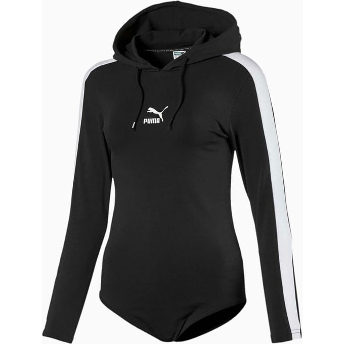 Puma Classics Womens Hooded Long Sleeve Bodysuit Zwart 596709 01