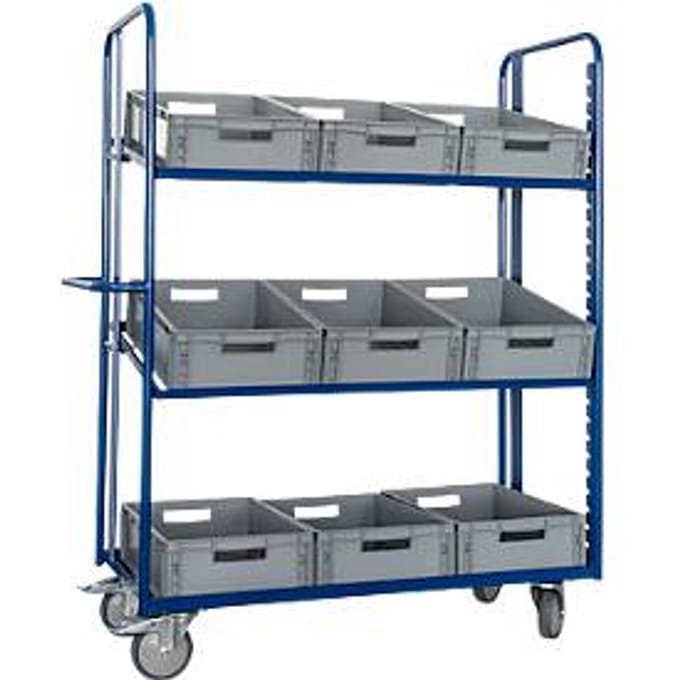Euro-containerwagen met open frame en 9 bakken, 1240 x 620 mm