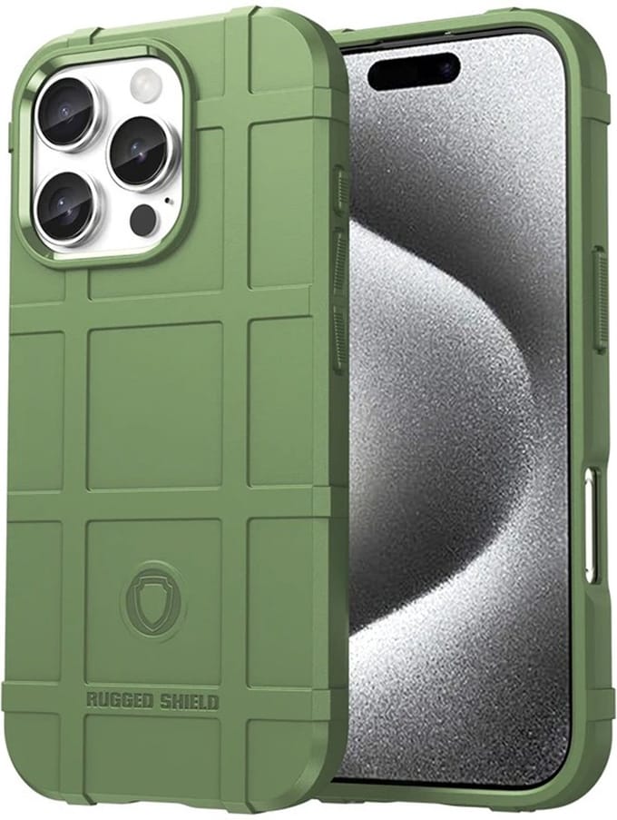 MobyDefend Hoesje - Geschikt voor iPhone 16 Pro Max - Rugged Shield TPU Backcover - Groen