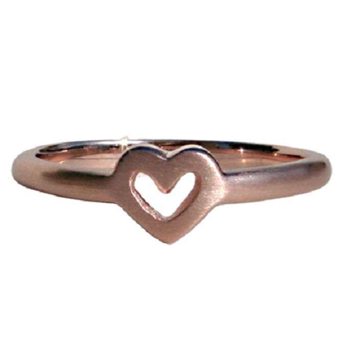 Schitterende 14K Vergulde Rosé Zilveren Ring Hart (maat 58)