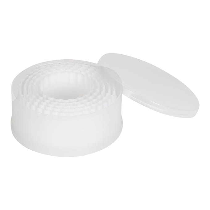 set uitsteekvormen rond 12 cm wit 6-delig