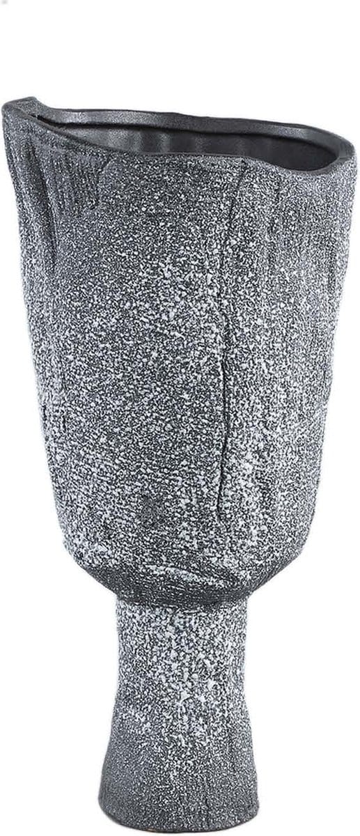 PTMD Nirah Ronde Bloempot - H45 x Ø22 cm - Keramiek - Zwart