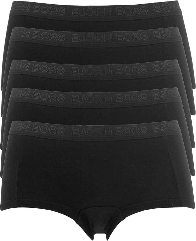 Bjorn Borg Dames Minishort 5-Pack Cotton Stretch Zwart [Maat XS]