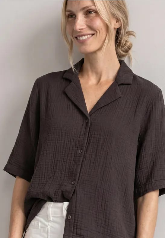 Mousselineblouse met bowlingkraag