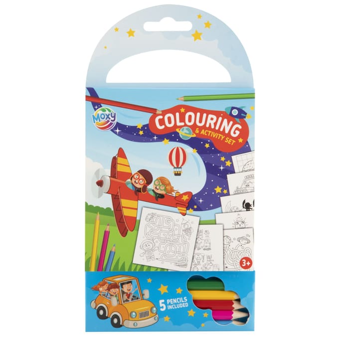 Kleur- en Activiteiten Set Blauw met 5 Kleurpotloden