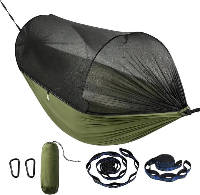 Kampeerhangmat - Dubbele Hangmat - Outdoor Ontspanning - Geïntegreerd Vliegengaas - 270x140 cm - Niet gespecificeerd