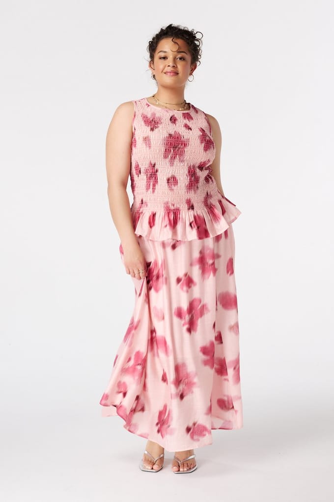 MS Mode Rok Rok in satijnlook met bloemenprint