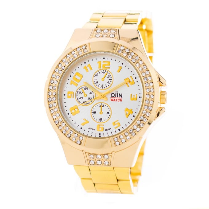 Horloge QIIN 0312WESUS. Kwarts, Kleur wit. Vrouw. beige