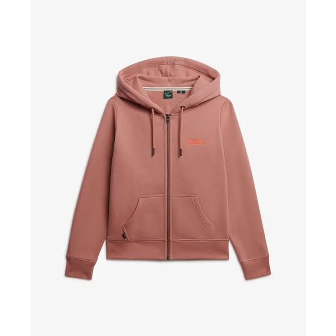 Superdry Athletic Essentials Logo Zip Hoodie Pink Grootte: 40