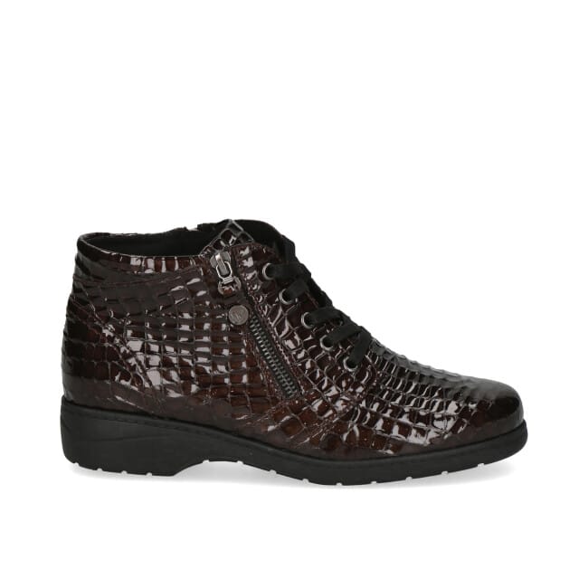 Caprice Bruine Lak Leren Dames Enkellaarzen - Bruin - 41