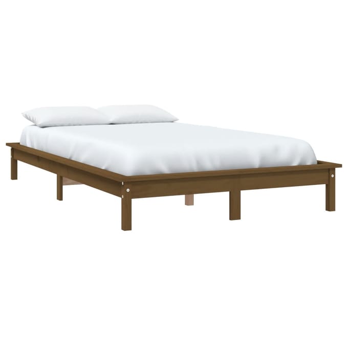 vidaXL - Bedframe - massief - grenenhout - honingbruin - 200x200 - cm