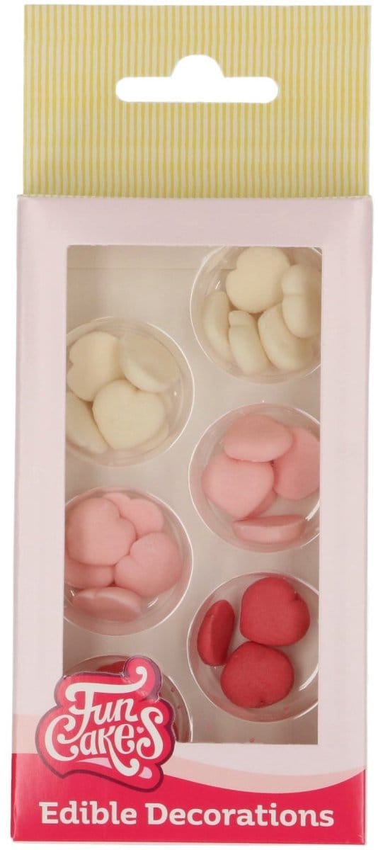 FunCakes Fondant Decoraties - Hartjes Klein Assorti - Set/30 - Eetbare Taartdecoratie