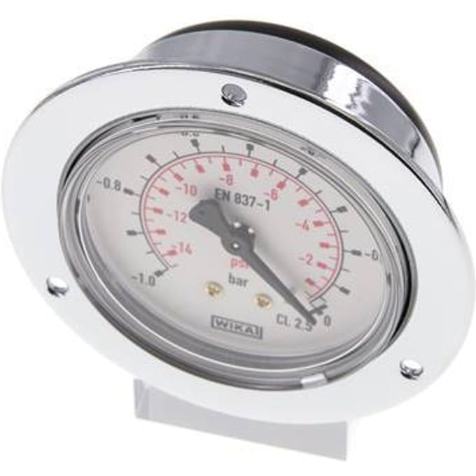 -1..0 Bar Paneelmontage Manometer Staal/Messing 63 mm Klasse 2.5 (Voorflens) - MW-1063SH-FP