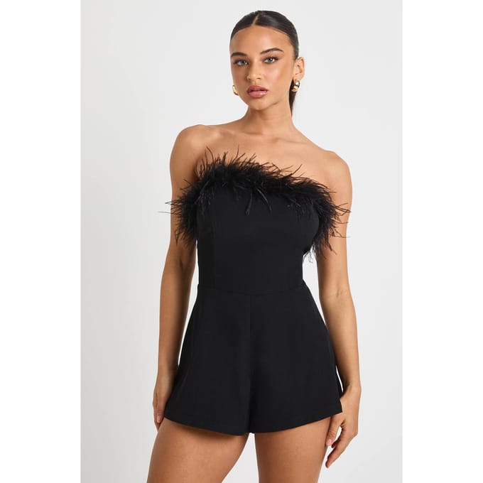 boohoo Dames Verenaccent Flippy Playsuit | Black | Maat: 14