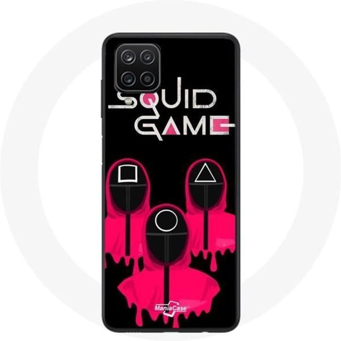 Coque Samsung Galaxy A12 Squid Game Masques carré Triangle et Cercle