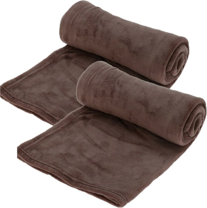 Fleece dekens/plaids - 2x - taupe - 125 x 150 cm