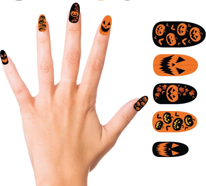 Fiestas Guirca - Pumpkin nagels met lijm (10 stuks)