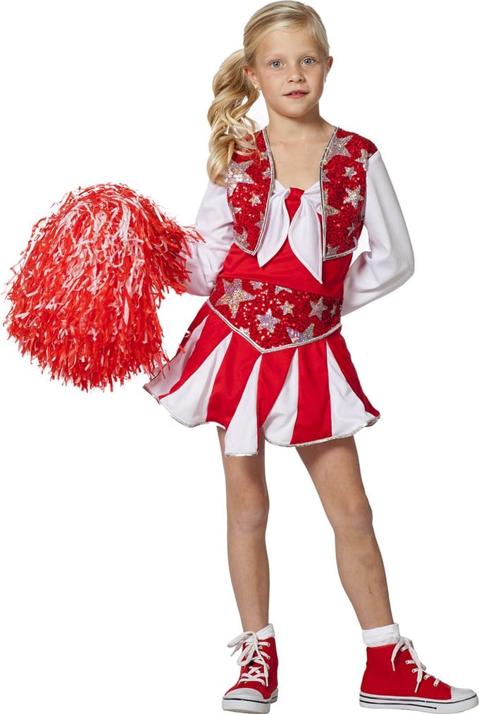 Cheerleader Jurk Kind Rood - Maat 152