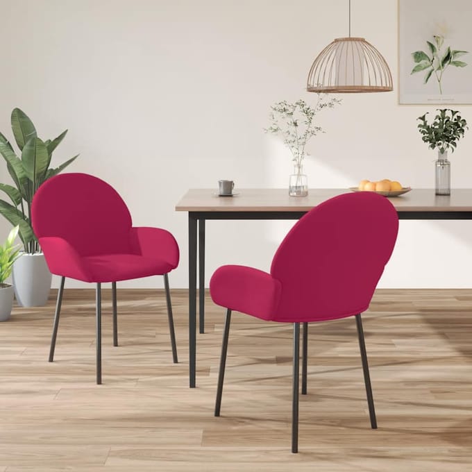 vidaXL - Eetkamerstoelen - 2 - st - fluweel - wijnrood