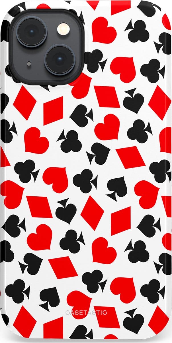Casetastic hoesje geschikt voor Apple iPhone 14 Plus - MagSafe - Dubbellaagse bescherming - Harten spel - Fashion Case - Wit Rood Zwart Grijs