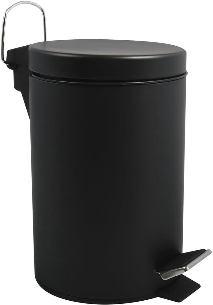 Zwarte matte 3 liter afvalemmer met uitneembare binnenemmer