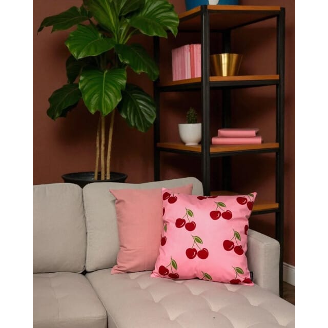 Gek op kussens! Sierkussen uni roze | 45 x 45 cm | katoen / polyester