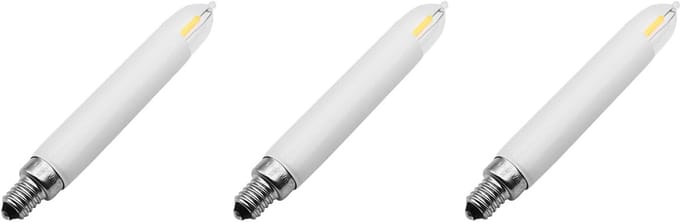 Reserve Kerstlampjes E10 LED Filament Kaars - 3 stuks - 10-55V - 0.2W - 2200K - 10.5cm - Warm wit licht