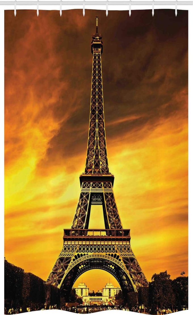 ABAKUHAUS douchegordijn Eiffeltoren – 120x180 cm – Polyester – Geel/Bruin