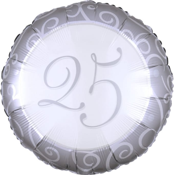 Folieballon 25 Jaar Jubileum Zilver (43cm)
