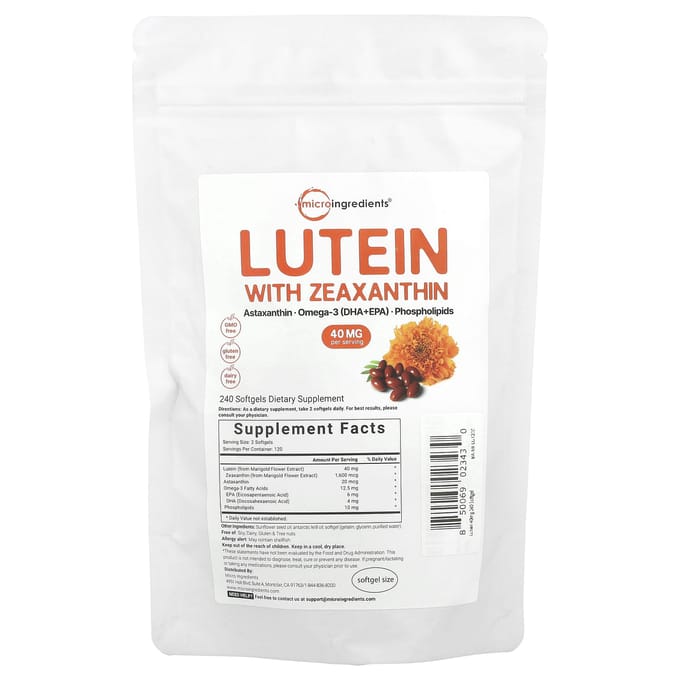 Micro Ingredients, Luteïne met Zeaxanthine, 240 Softgels