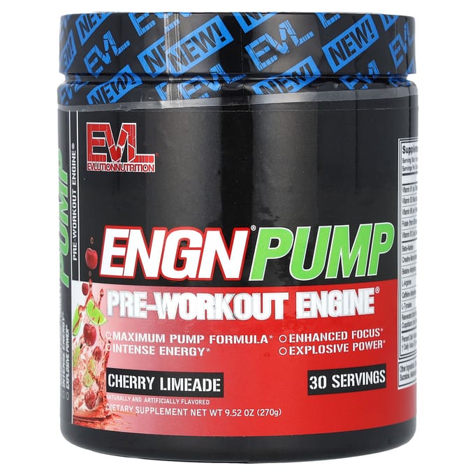 EVLution Nutrition, Engn Pump, Complément Pré-Entraînement, Citron-Cerise, 270 g (270g)