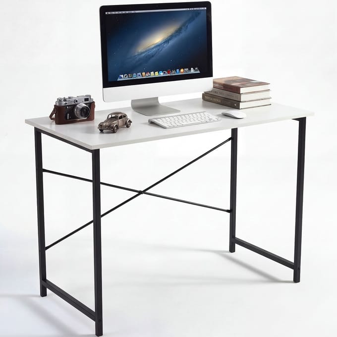 Vaste Bureau 80×50×75 cm Houten Blad Metalen Frame – Bureau Computer Bureau Studietafel – Belastbaar 50 kg