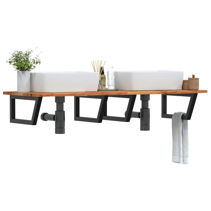 vidaXL - Badkamer - wandschap - staal - en - massief - acaciahout