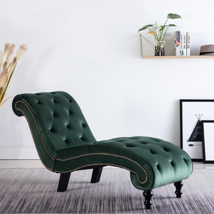 Vidaxl Ligstoel, Groen, Bekleed met Fluweel