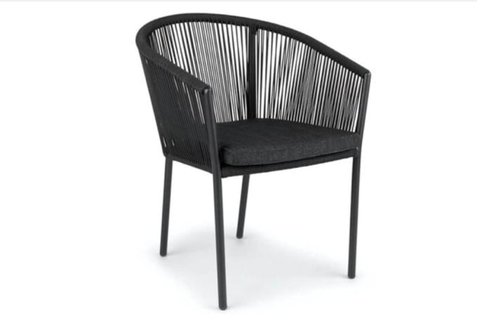 Stapelbare tuinstoel Reims aluminium incl. kussen - Zwart (set van 2)
