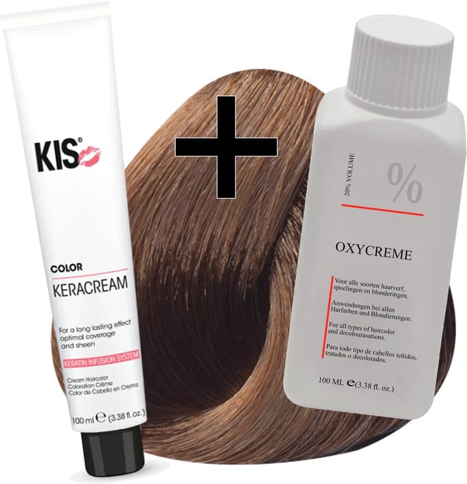 KIS haarverfset - 6T Middel tabak  - haarverf & waterstofperoxide