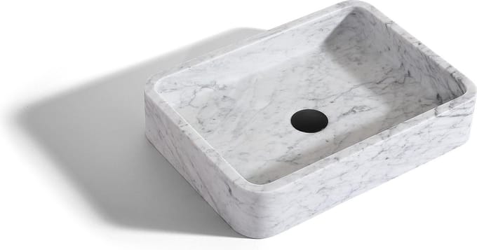 Mawialux opzet waskom - Carrara marmer - 50x36 cm - Mat wit - Sarah